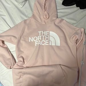 large baby pink north face hoodie